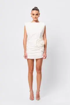 MOSSMAN WRAPPED IN YOU MINI DRESS / WHITE / SIZE 12 - Image 3