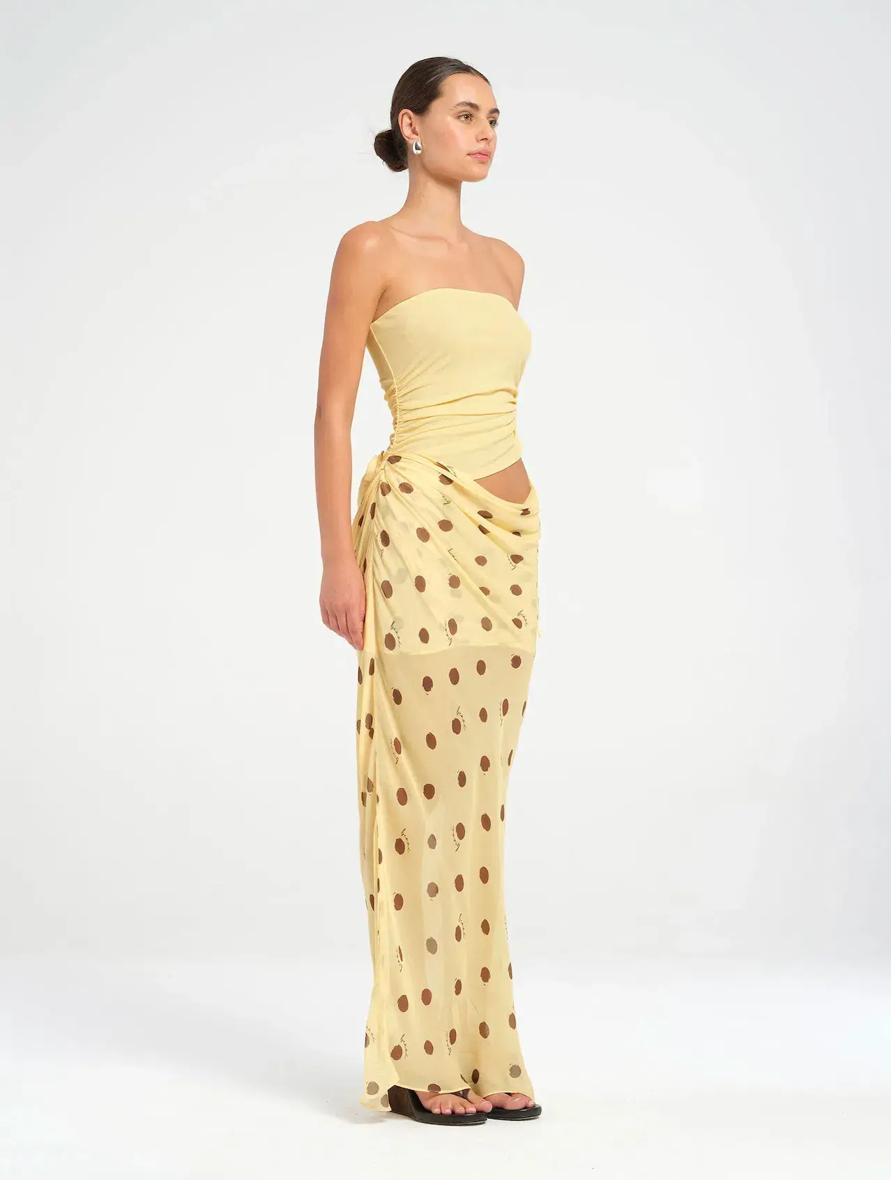 Benni Nico Roscoe Maxi Dress in Butter Spot Size AU 8 - Image 3