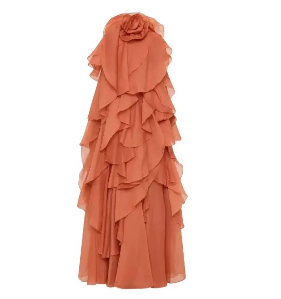 Aje Pandorea Layered Maxi Dress Coral Clay Size AU 14 - Image 3