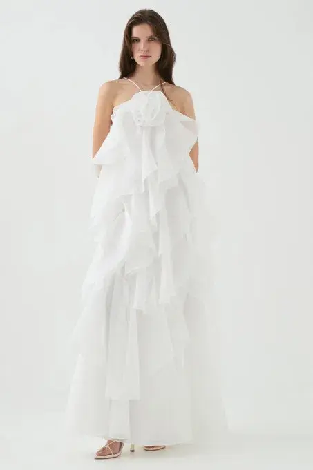 Aje Pandorea Layered Maxi Dress Ivory White Size AU 16 - Image 3