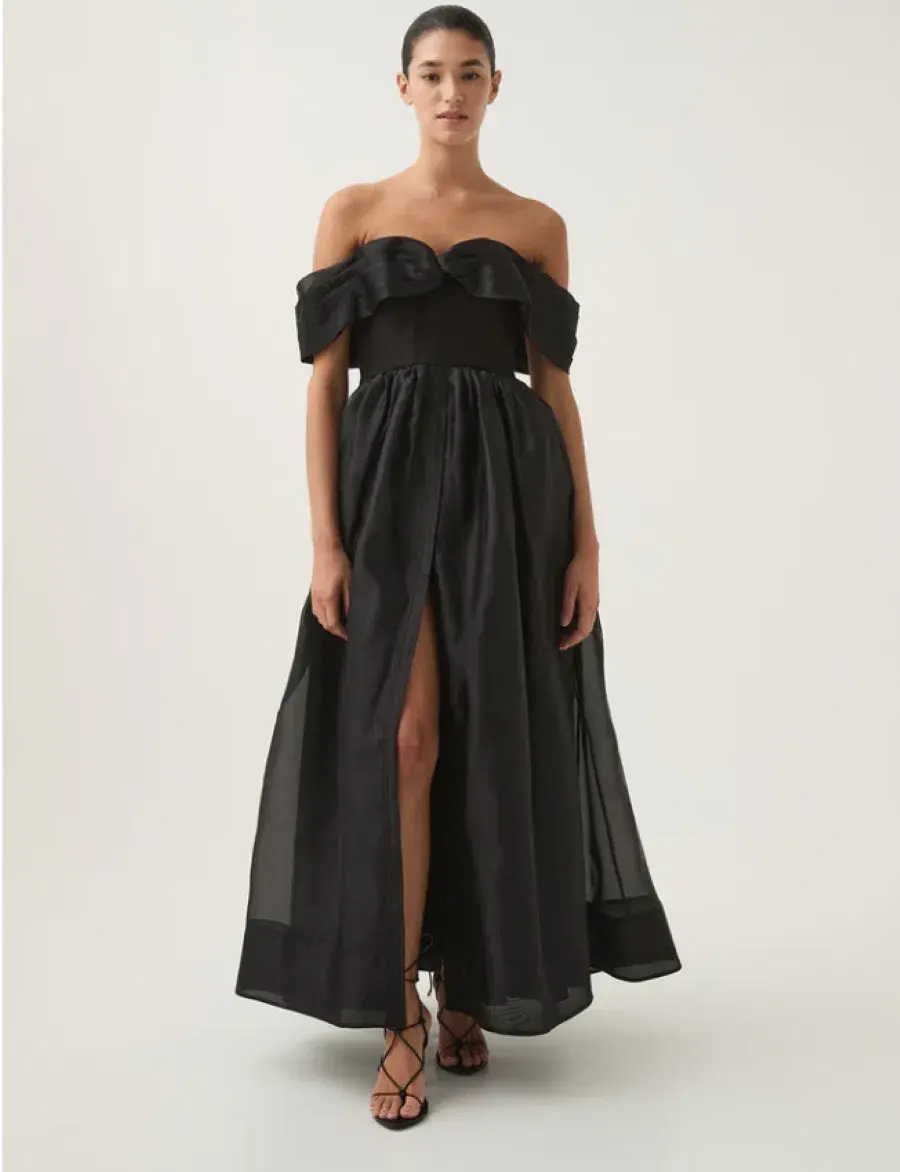 Aje Cordelia Corseted Maxi Dress Black Size AU 6 for rent on The Volte - main image