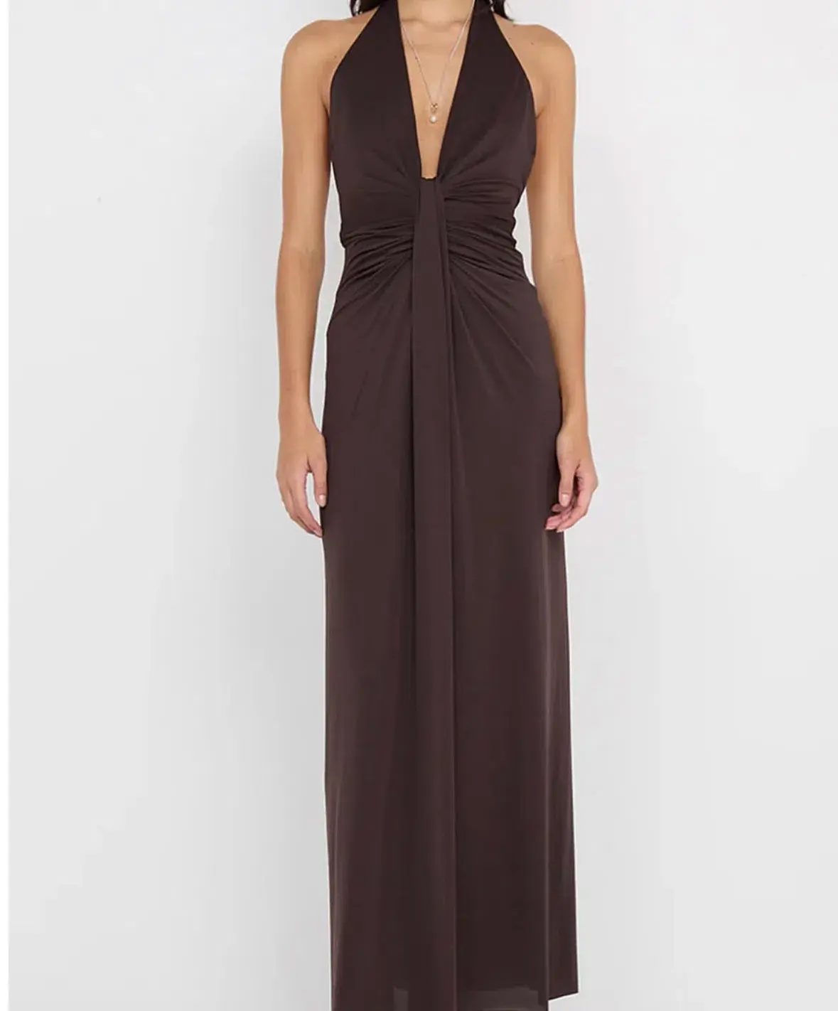 Bec & Bridge Tillie Drape Maxi Dress Dark Chocolate Size AU 8 - Image 1