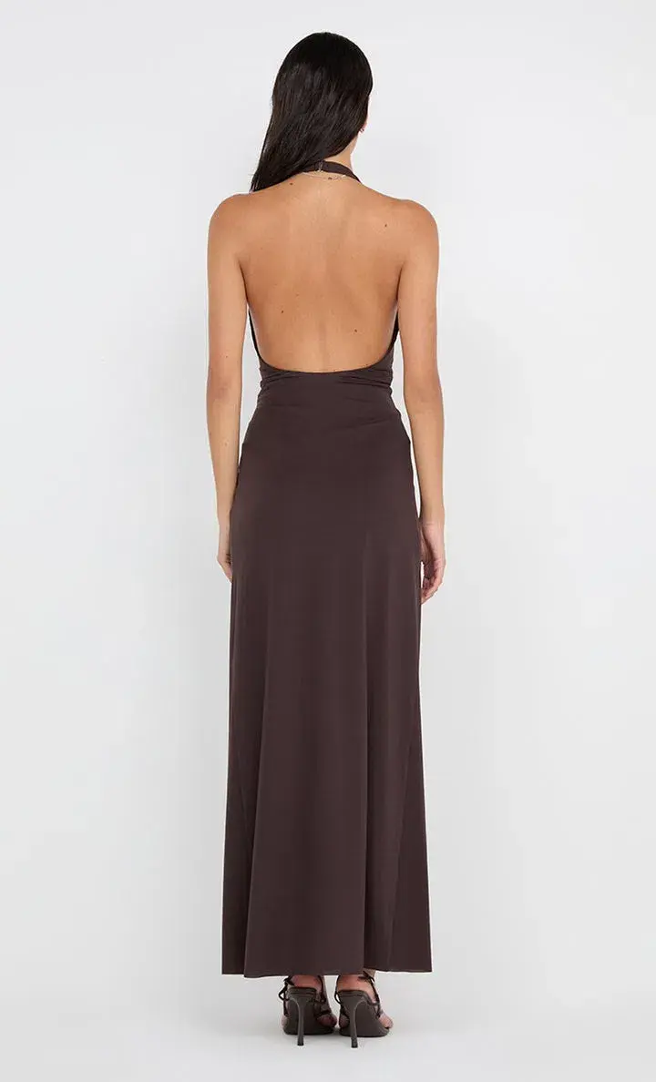Bec & Bridge Tillie Drape Maxi Dress Dark Chocolate Size AU 8 - Image 2