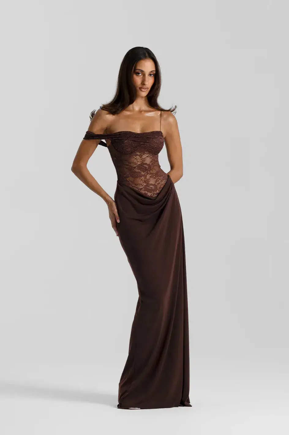 Natalie Rolt Sloane Maxi Dress Espresso Size AU 8 - Image 1