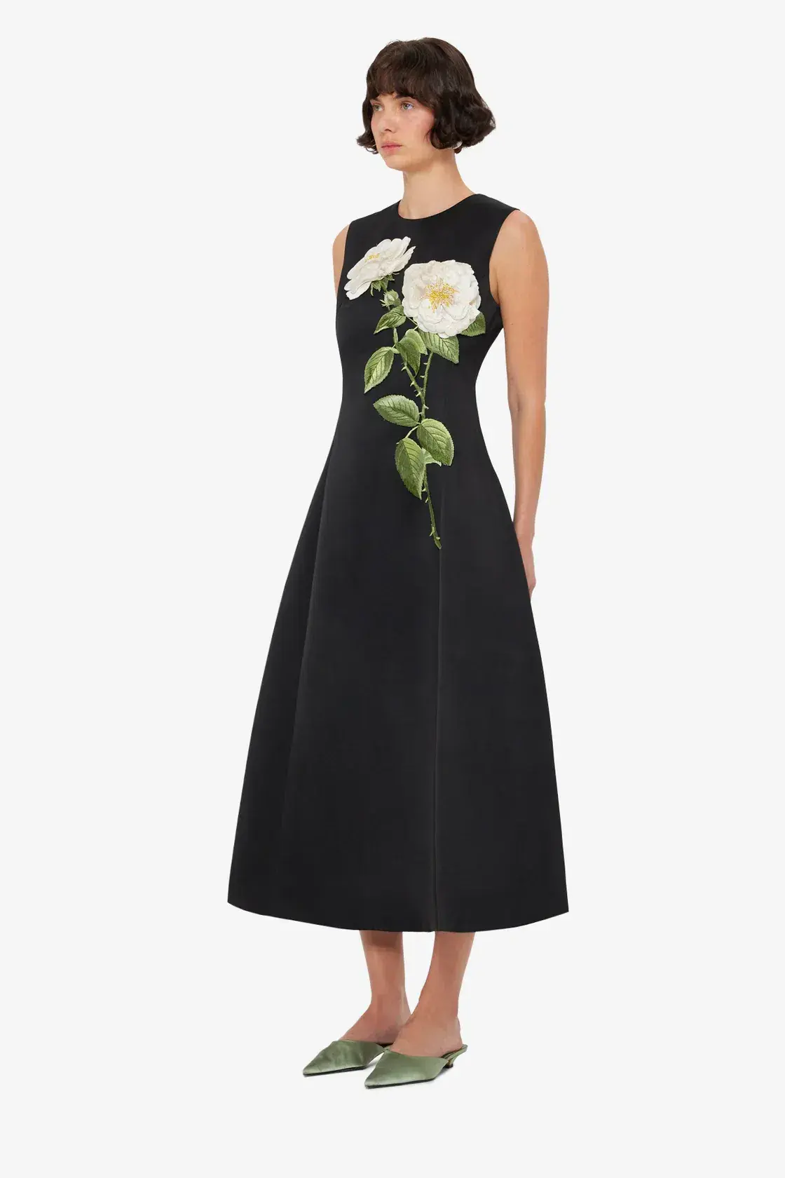 Leo Lin Cleo Embellished Sleeveless Midi Dress Black Size AU 14 - Image 1