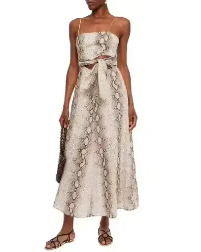 ZIMMERMANN BELLITUDE PYTHON CUT OUT MIDI DRESS ANIMAL PRINT SIZE 1 / AU 10 US 6 - Image 2