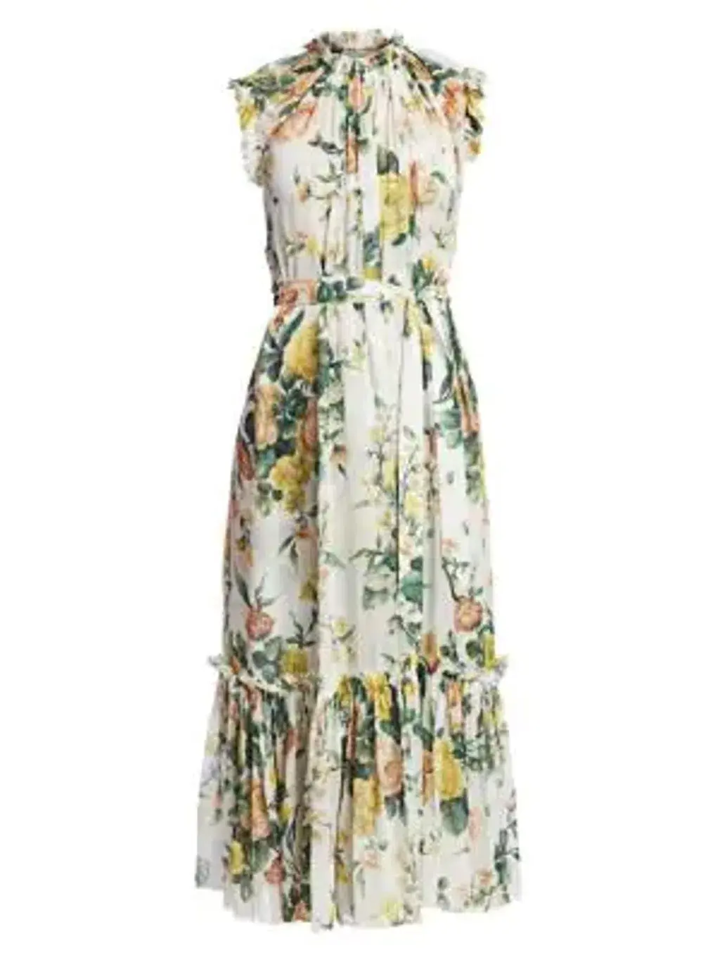 Zimmermann Zippy Frill Midi/Maxi Dress White Floral Size 2 AU 12 - Image 4