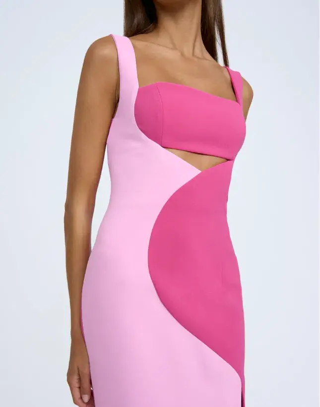 By Johnny Two Tone Curve Midi Dress - Size 10 for rent on The Volte - main image