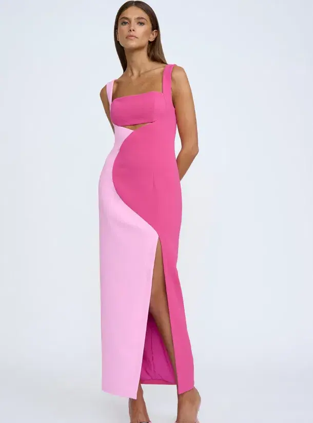 By Johnny Two Tone Curve Midi Dress - Size 10 - Image 4