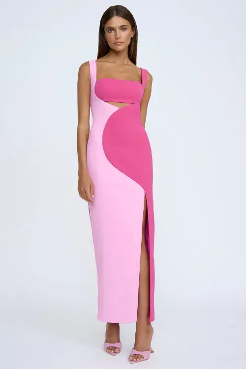 By Johnny Two Tone Curve Midi Dress - Size 10 - Image 1