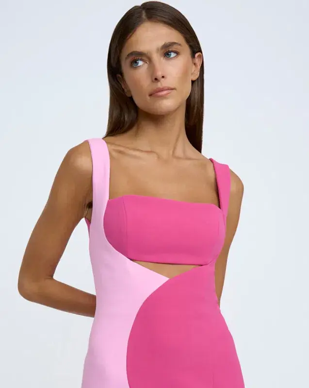 By Johnny Two Tone Curve Midi Dress - Size 10 - Image 2