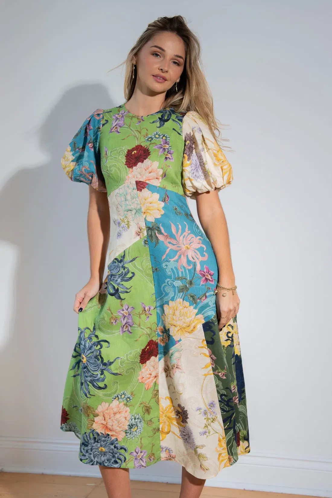 Alemais Avery Spliced Midi Dress  in Mulit colored Floral Print Size AU 4 - Image 2