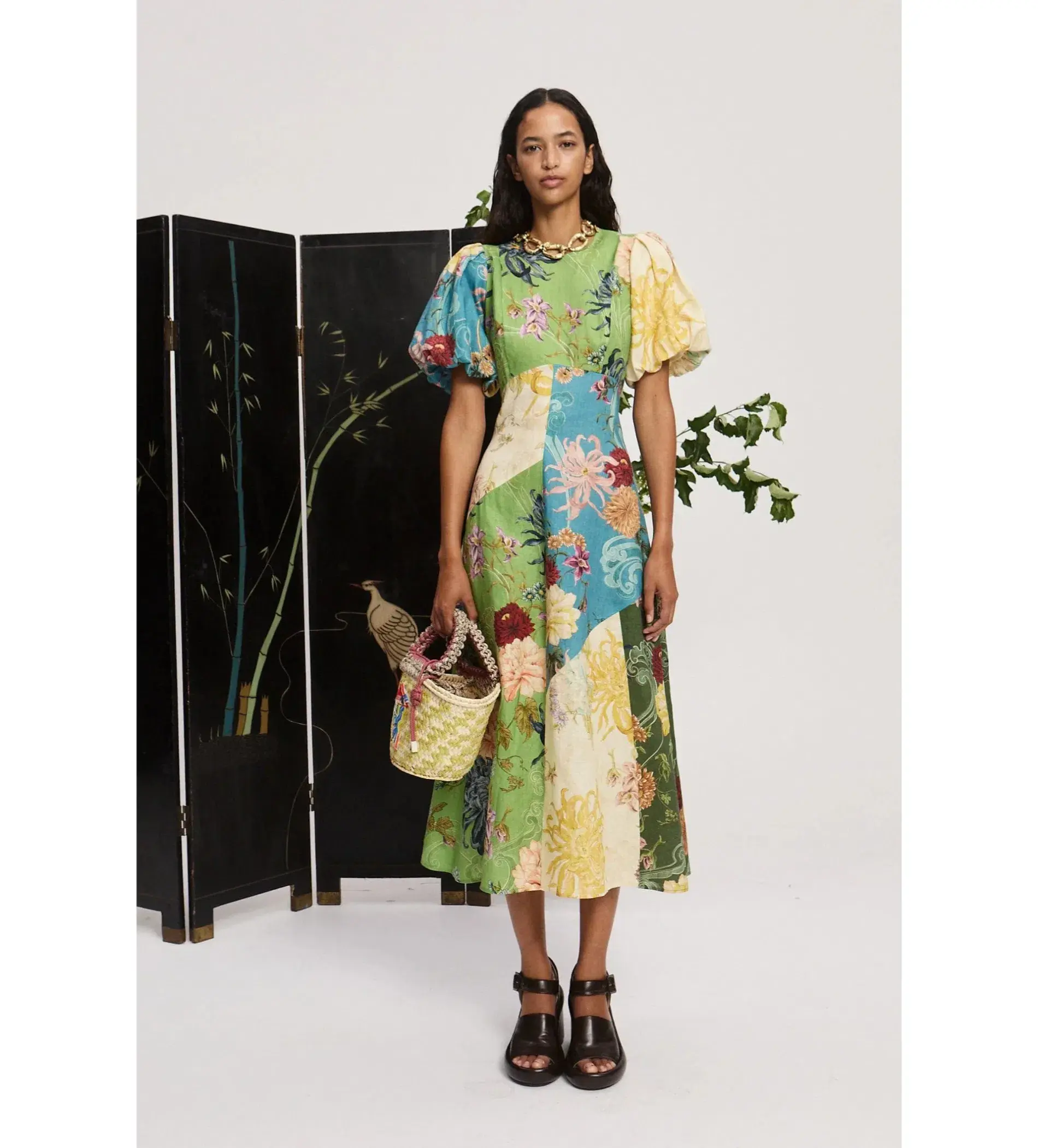 Alemais Avery Spliced Midi Dress  in Mulit colored Floral Print Size AU 4 - Image 1