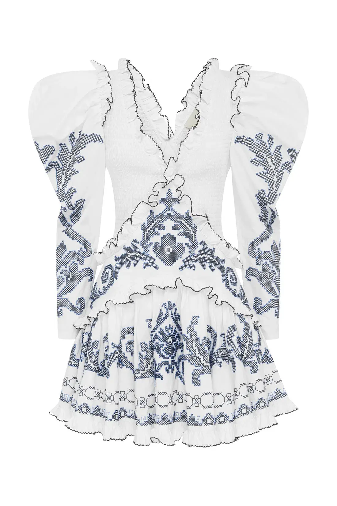 Alemais Hazel Embroidered Mini Dress in White Size AU 10 - Image 3