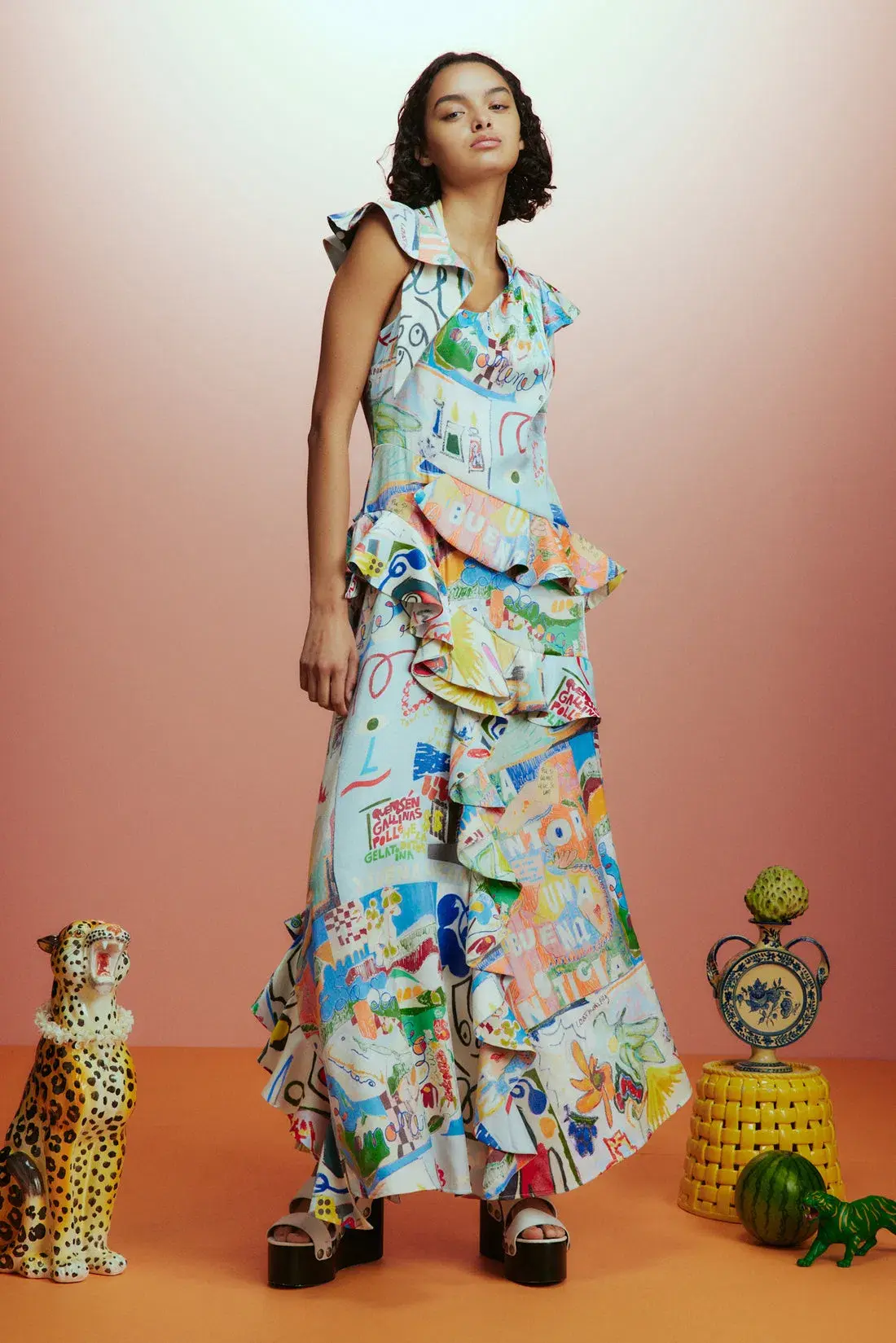 Alemais Aurelia Gown Multi Print Size 8 - Image 1