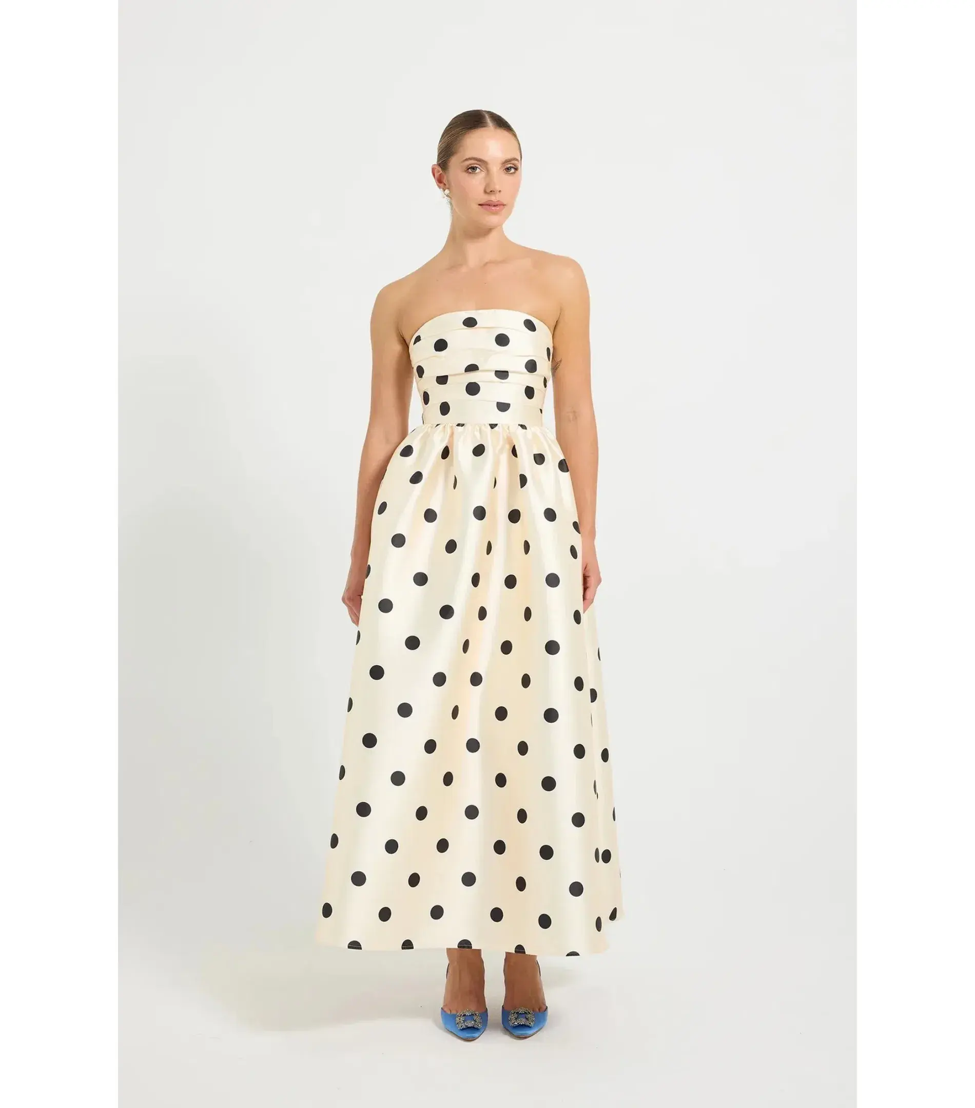 Pasduchas Dottie Strapless Midi Dress Polka Dots Size AU 10 - Image 1