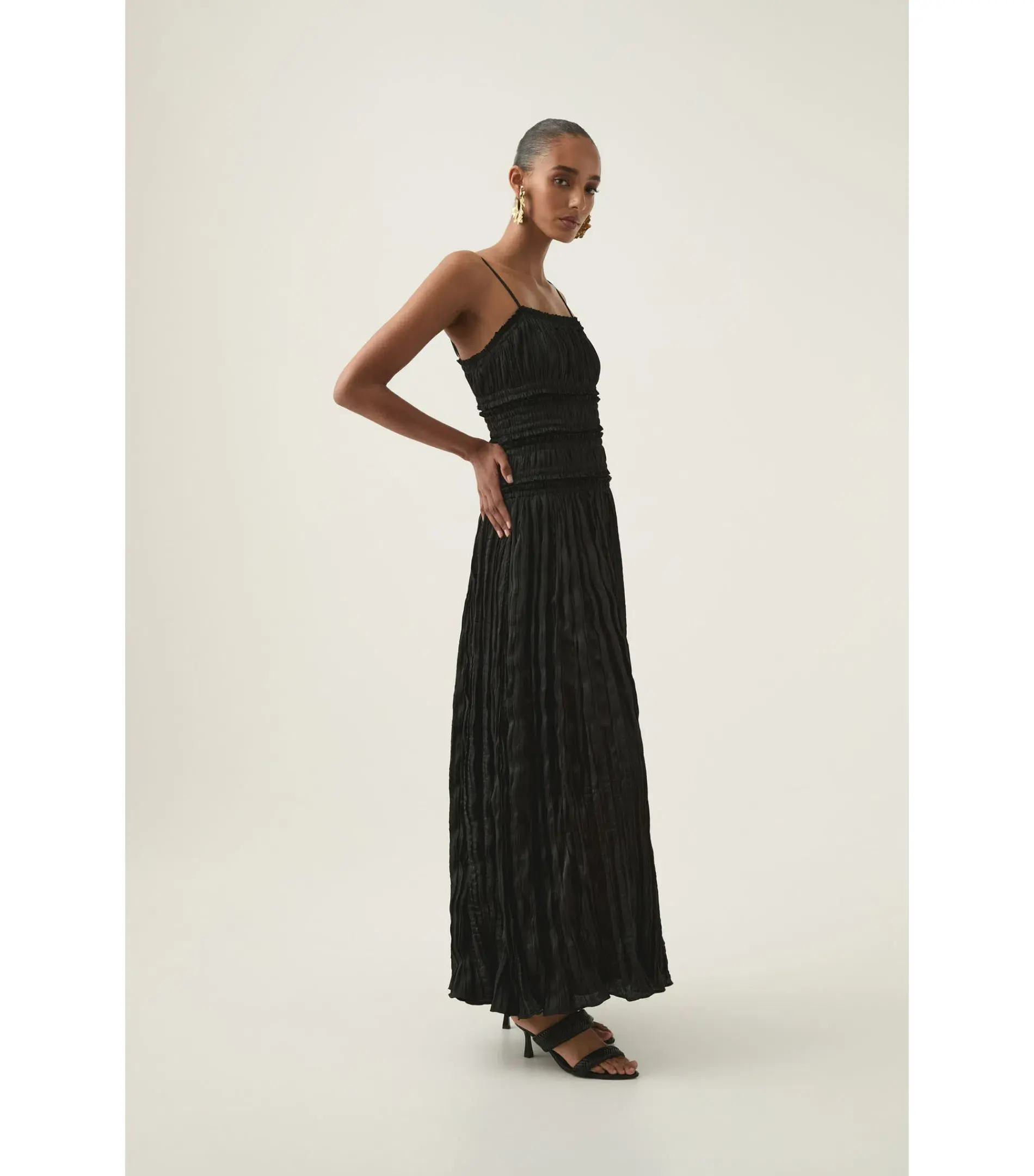 Aje Dewdrop Layered Satin Maxi Gown Black Size AU 10 - Image 2