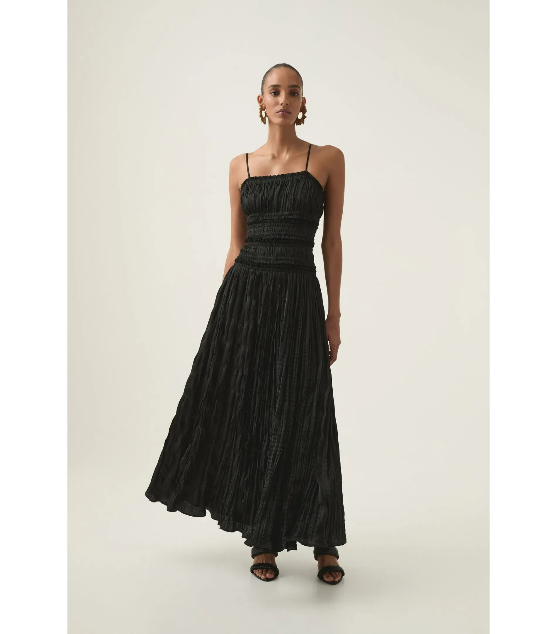 Aje Dewdrop Layered Satin Maxi Gown Black Size AU 10 - Image 1