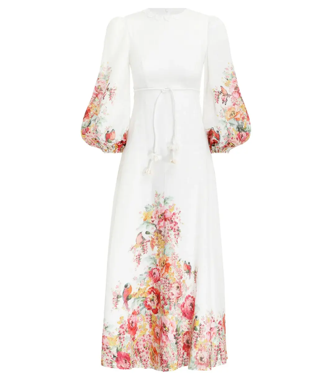 Zimmermann Mae Midi Dress White Floral Size 0 / AU 8 for rent on The Volte - main image