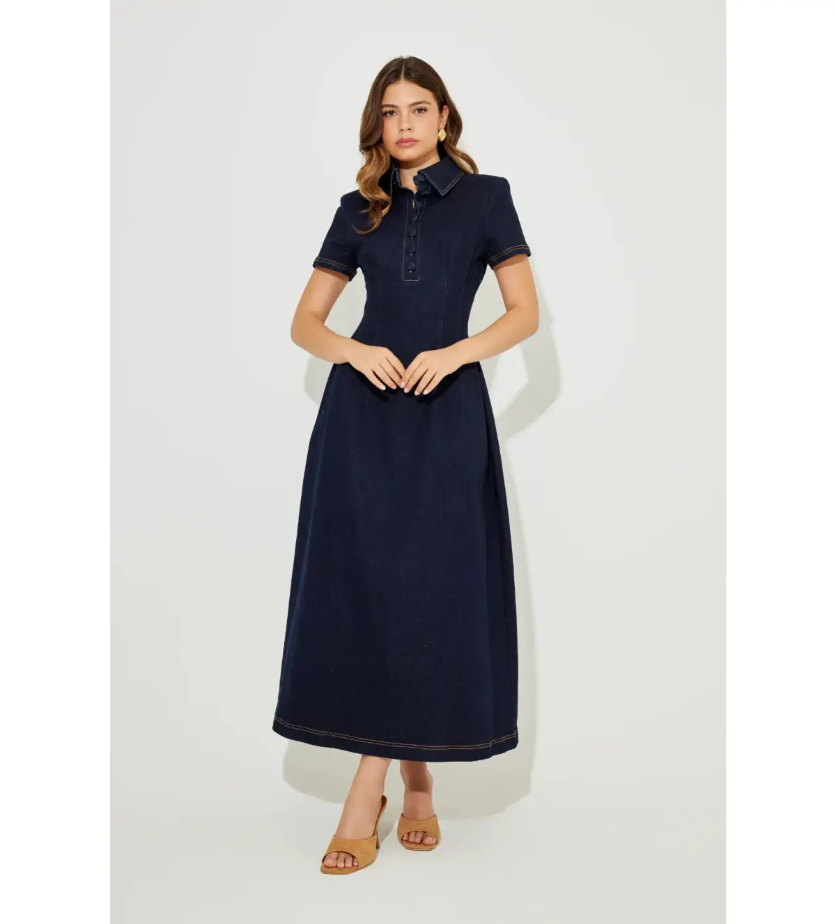 Odd Muse The Ultimate Muse Collared Midi Dress Indigo Blue  Size L / AU 10 - Image 2