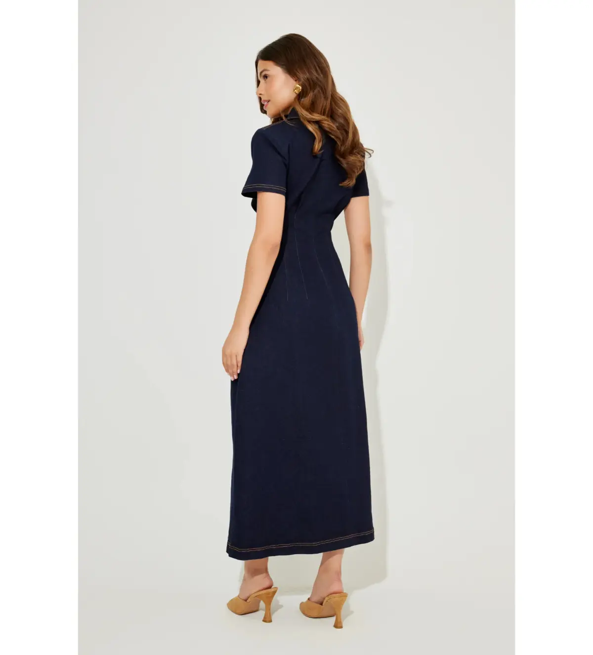 Odd Muse The Ultimate Muse Collared Midi Dress Indigo Blue  Size L / AU 10 - Image 3