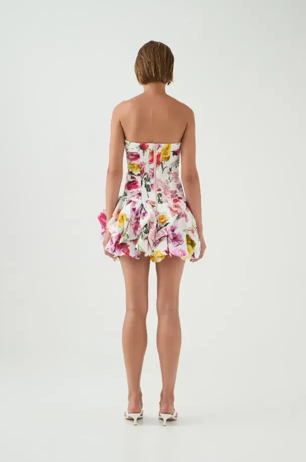 Aje Violette Bubble Hem Mini Dress Collage Floral Size 8 - Image 2