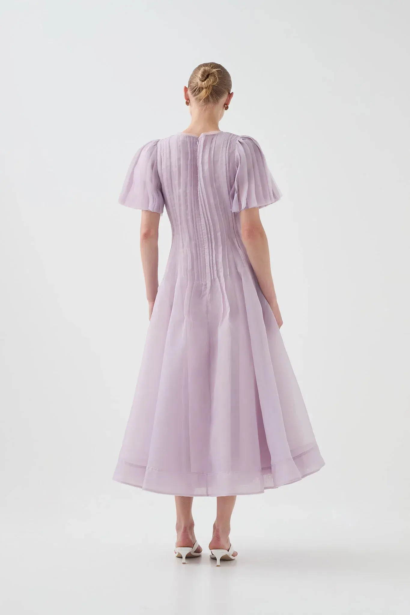Aje Nova Pleated Midi Dress Lilac Size 14 - Image 3