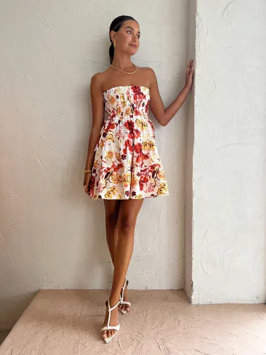 SHONA JOY KALANI SHIRRED MINI STRAPLESS SIZE AU10 - Image 1