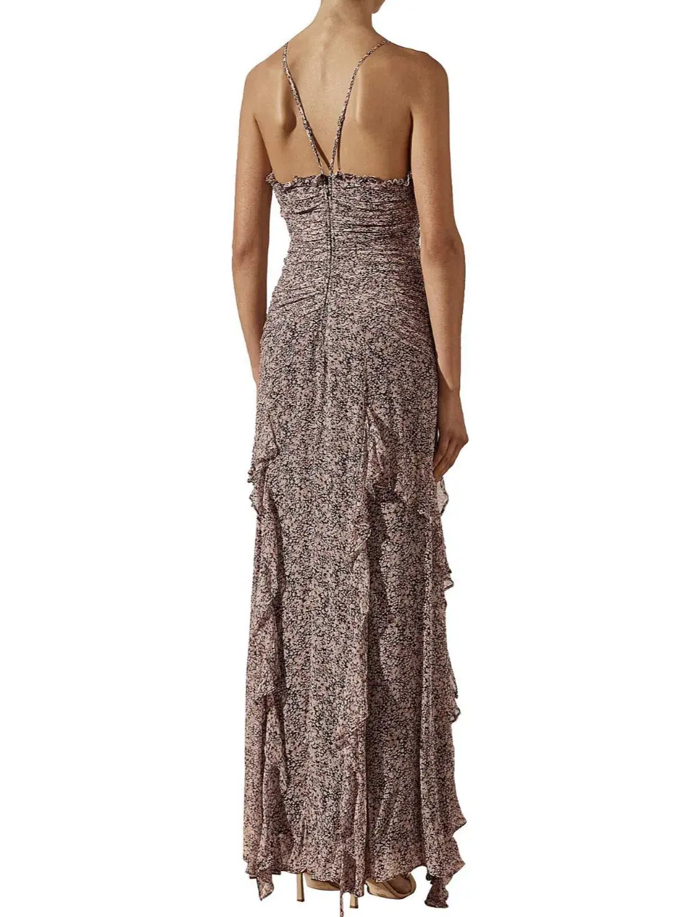 Shona Joy Cynthia Ruched Frill Maxi Dress Size 8 - Image 2
