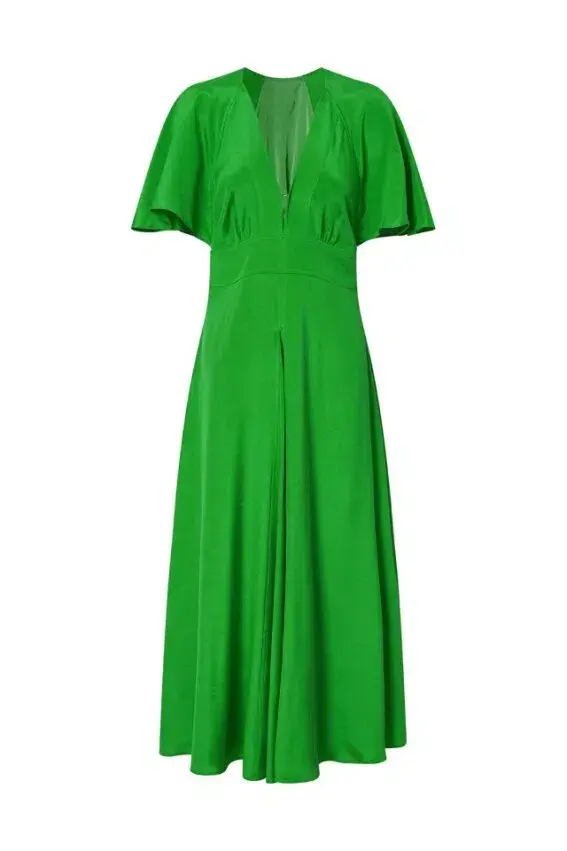 Oroton Cape Sleeve Midi Dress Green Size 10 - Image 5