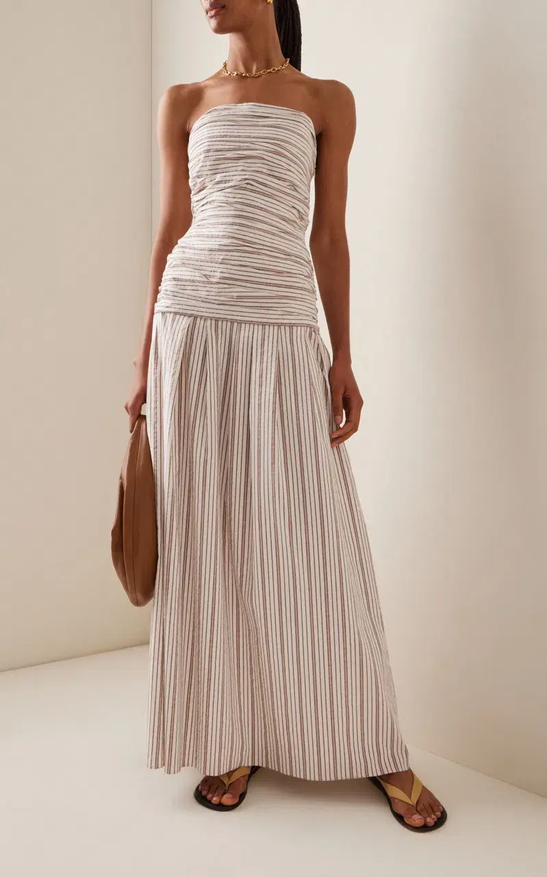 ANNA QUAN Isadora Strapless Maxi Dress Tobacco Stripe 10 - Image 6