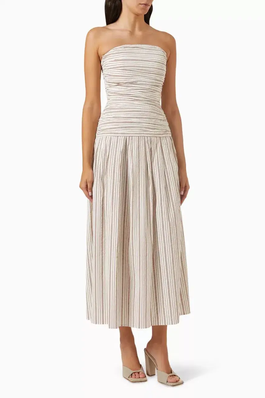 ANNA QUAN Isadora Strapless Maxi Dress Tobacco Stripe 10 - Image 5