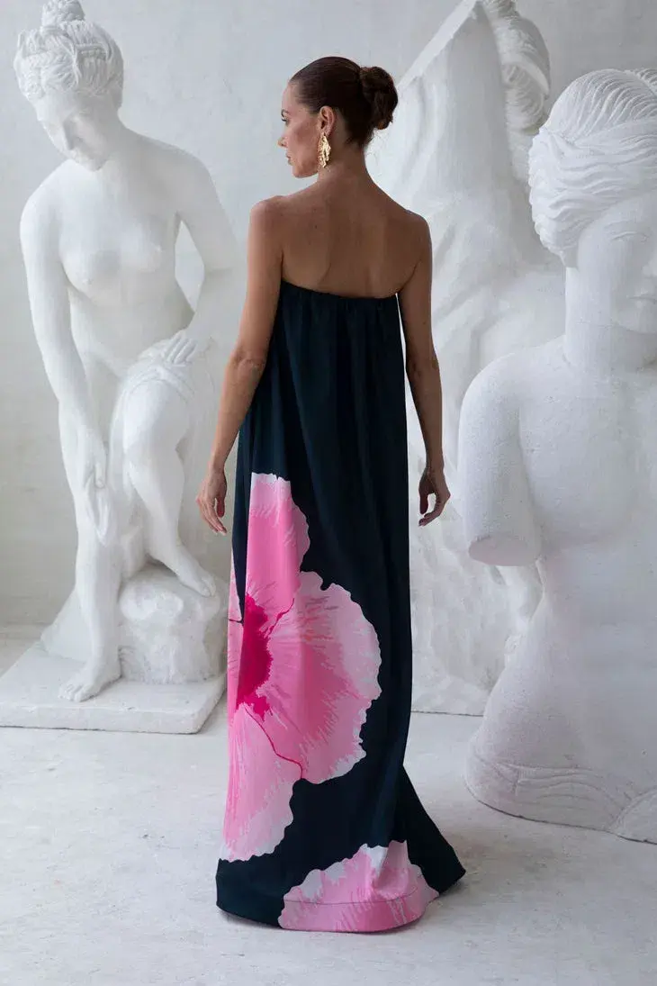 L'Idée Costiera Maxi Dress Hibiscus Midnight Size 10 - Image 3
