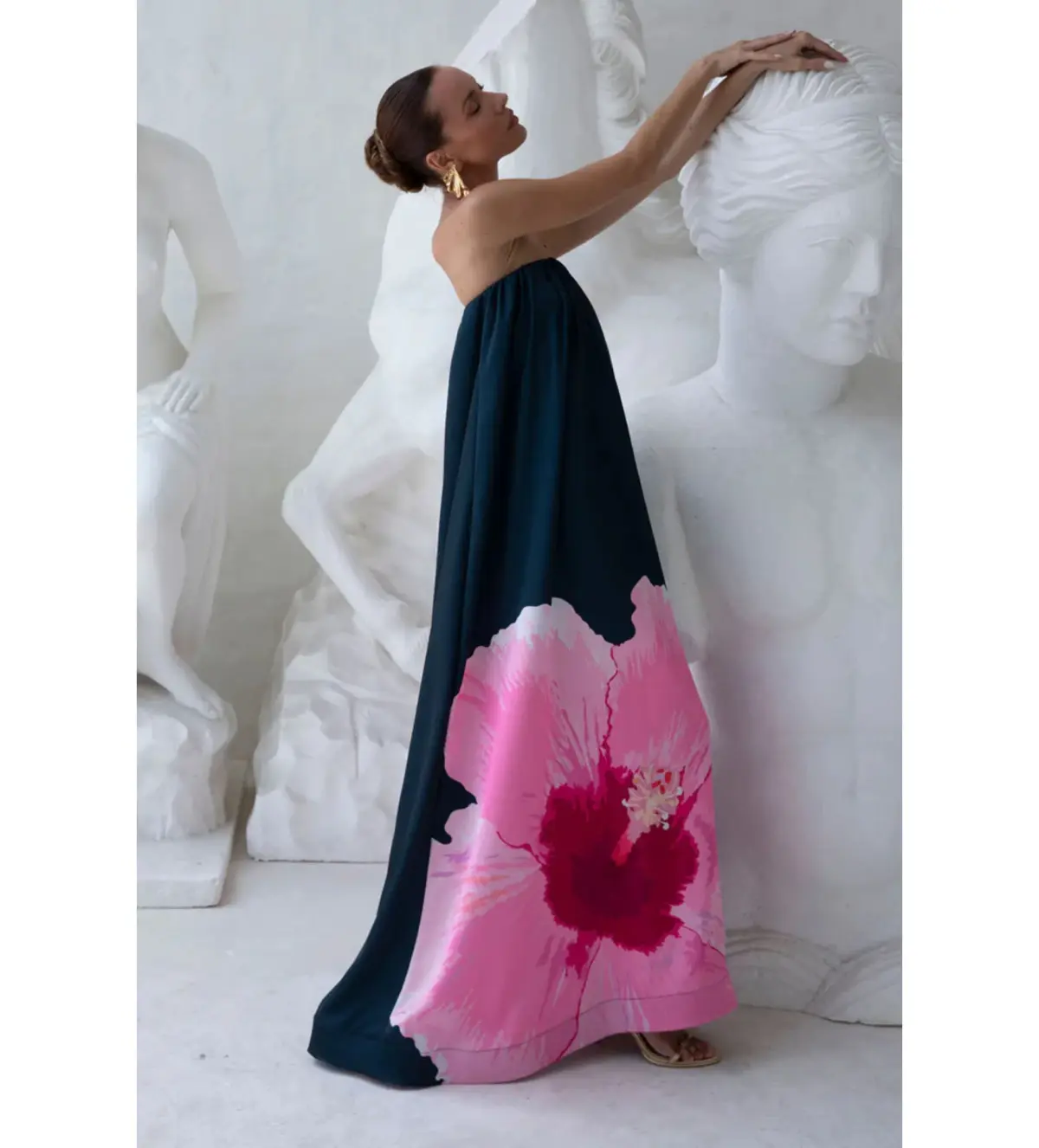 L'Idée Costiera Maxi Dress Hibiscus Midnight Size AU 12 - Image 2