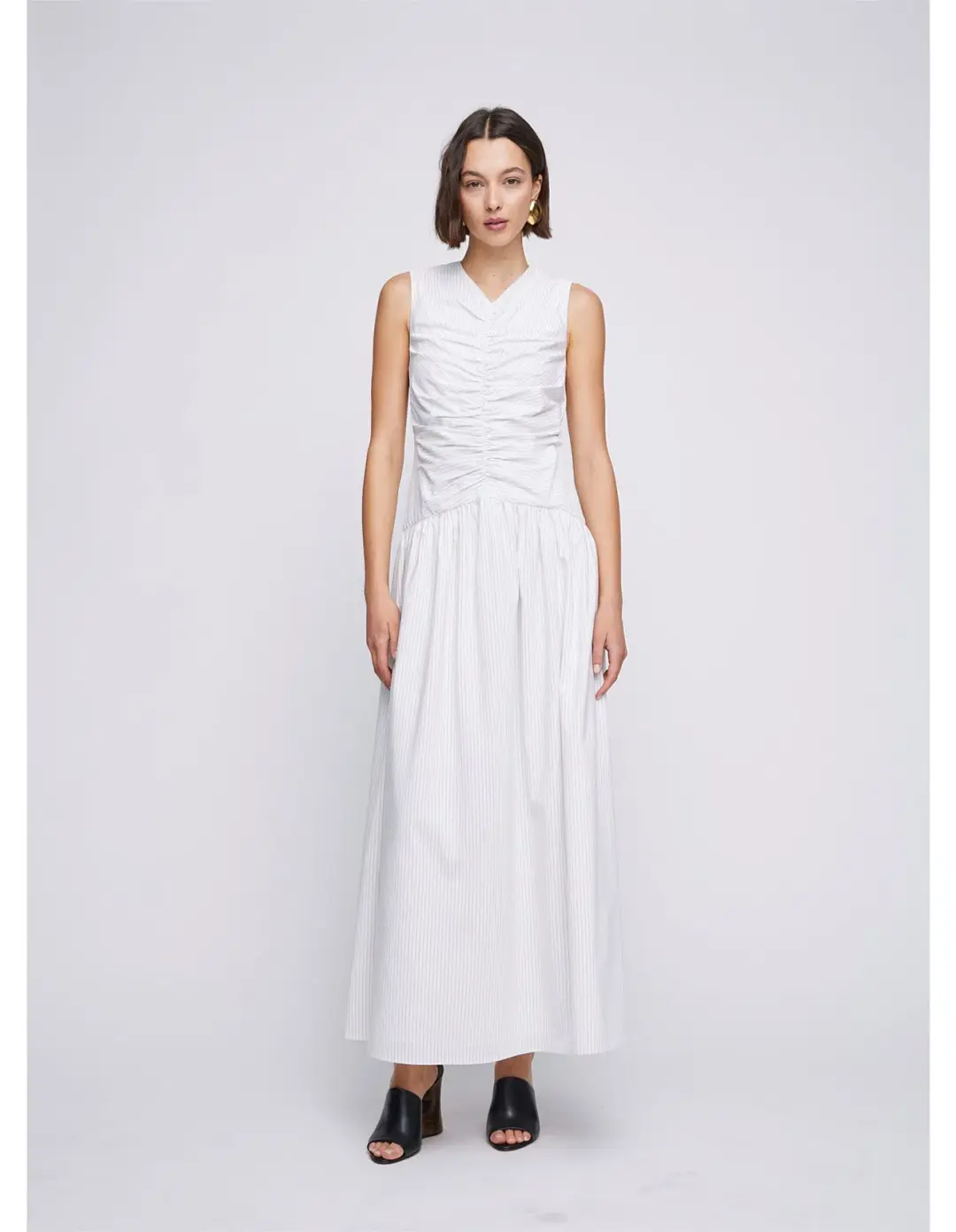 ANNA QUAN Arabella Maxi Dress Taupe Stripe 8 for rent on The Volte - main image