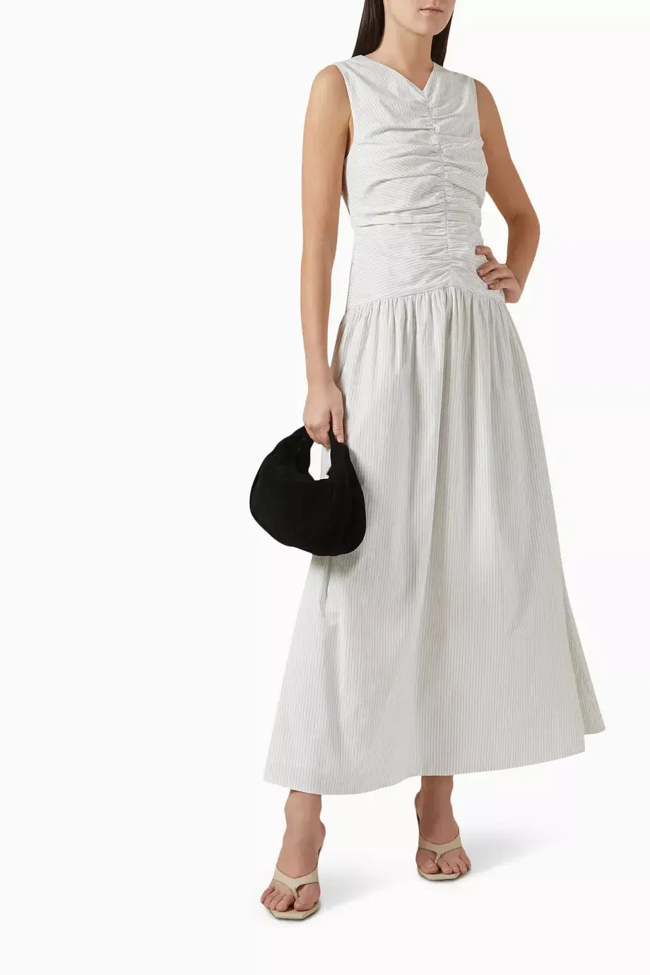 ANNA QUAN Arabella Maxi Dress Taupe Stripe 8 for rent on The Volte - main image