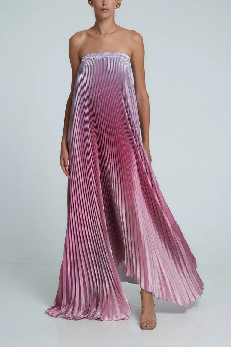 L'Idée Bisous Strapless Maxi Gown Mauve Ombre Size 8 - Image 1