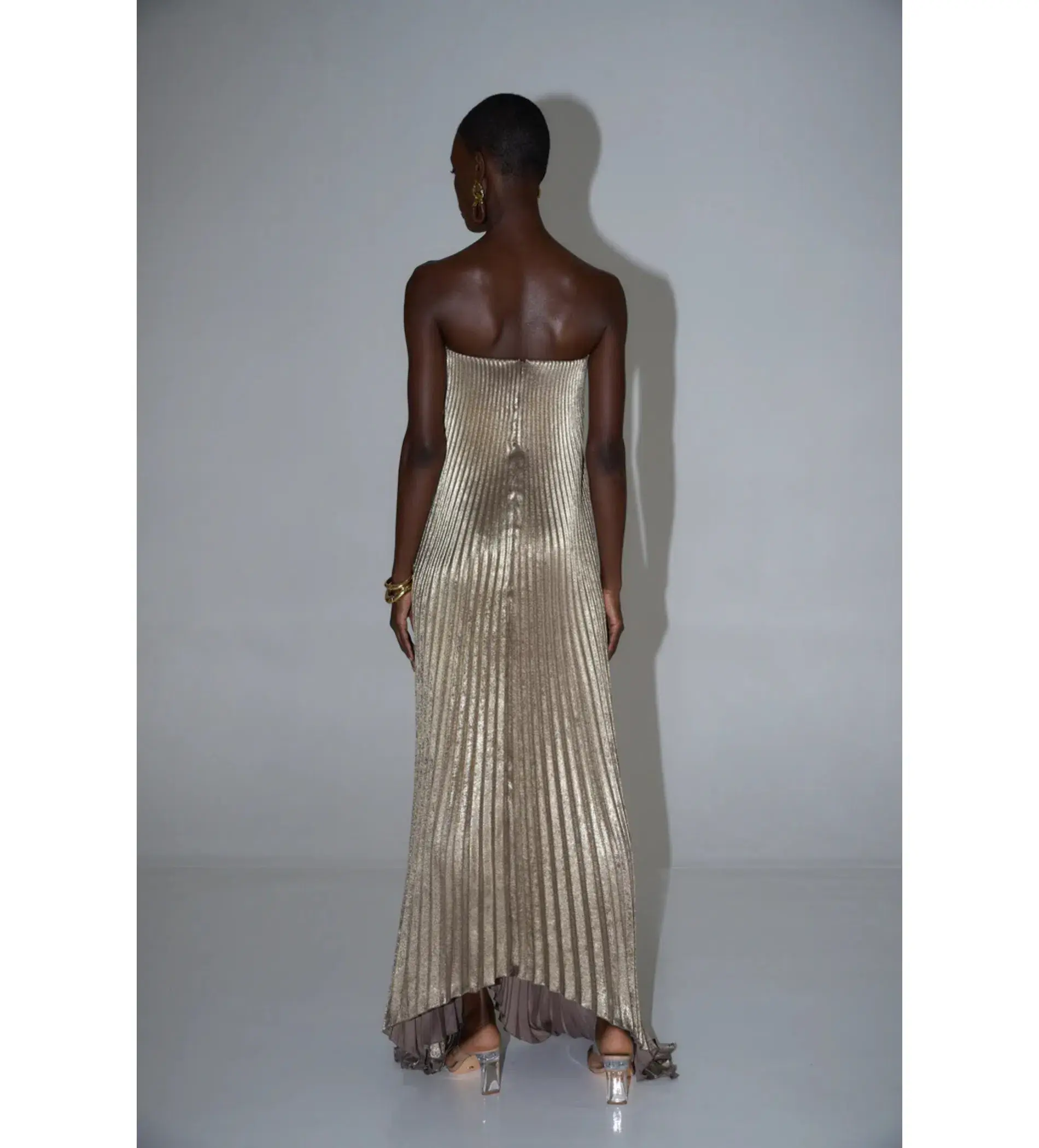 L'idee Black Tie Maxi Gown Gold Shimmer Size AU 10 - Image 3
