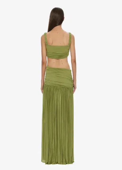 Christopher Esber Orion Separation Gown in Green Olive Size 6 - Image 2