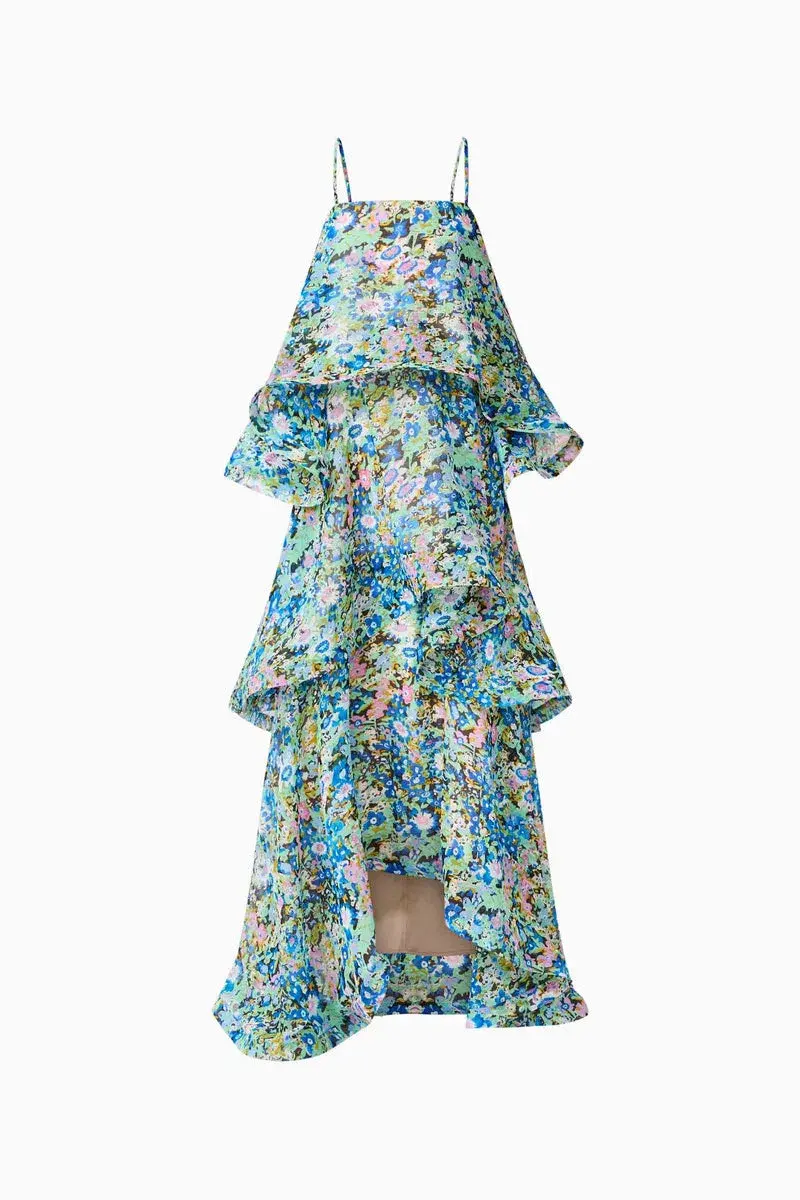 Elliatt Armani Tiered Maxi Dress in Blue Floral Size AU 10 - Image 3