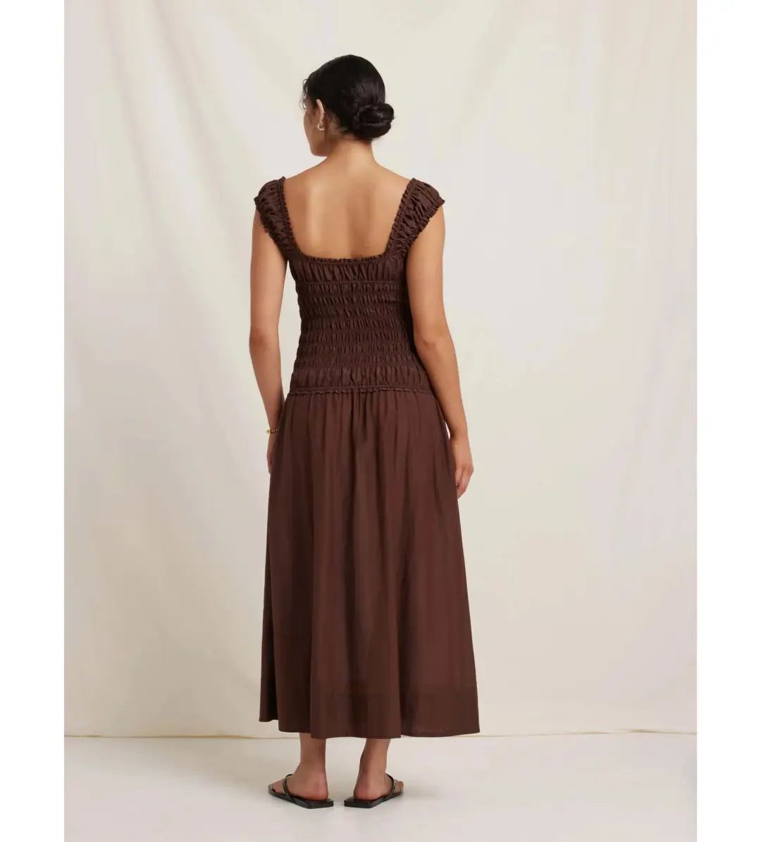 Peony Sonnet Pecan Midi Dress Brown Size M / AU 10 for rent on The Volte - main image