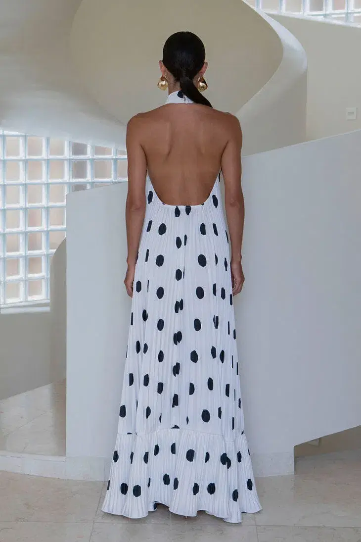 L'Idee Libertie Maxi Gown Polka Blanc Size 10 - Image 3