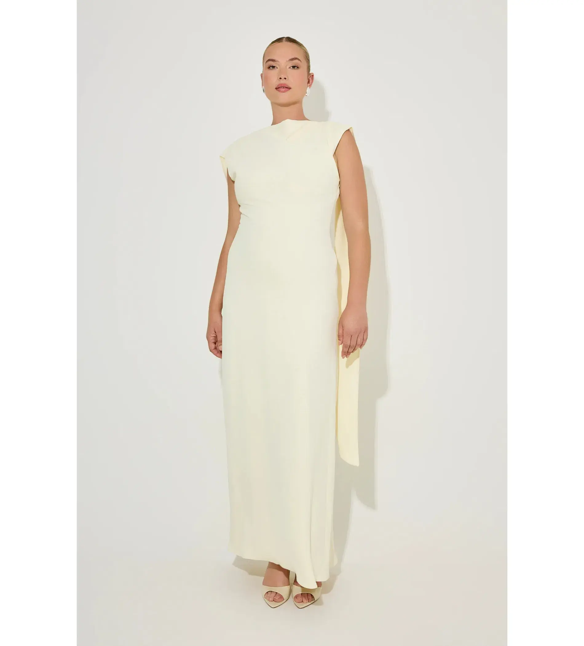 Odd Muse The Ultimate Muse Drape Back Maxi Dress Butter Cream Size 8 - Image 1