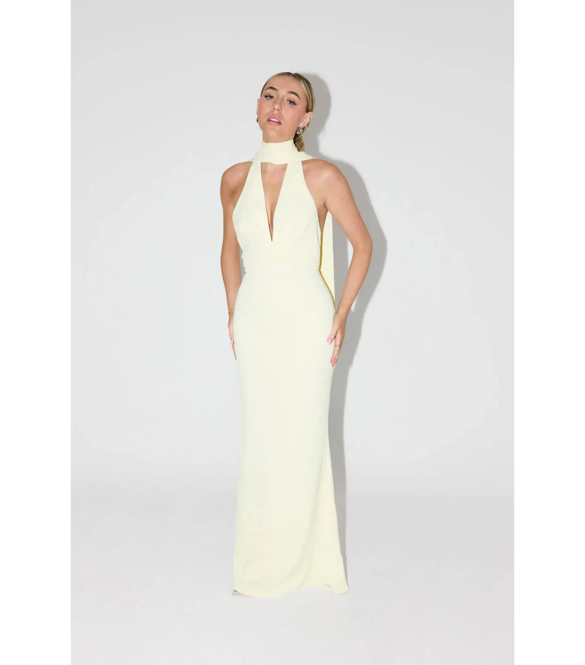 Odd Muse The Ultimate Muse Tie Neck Maxi Dress Butter Cream Size XS / AU 6  - Image 1