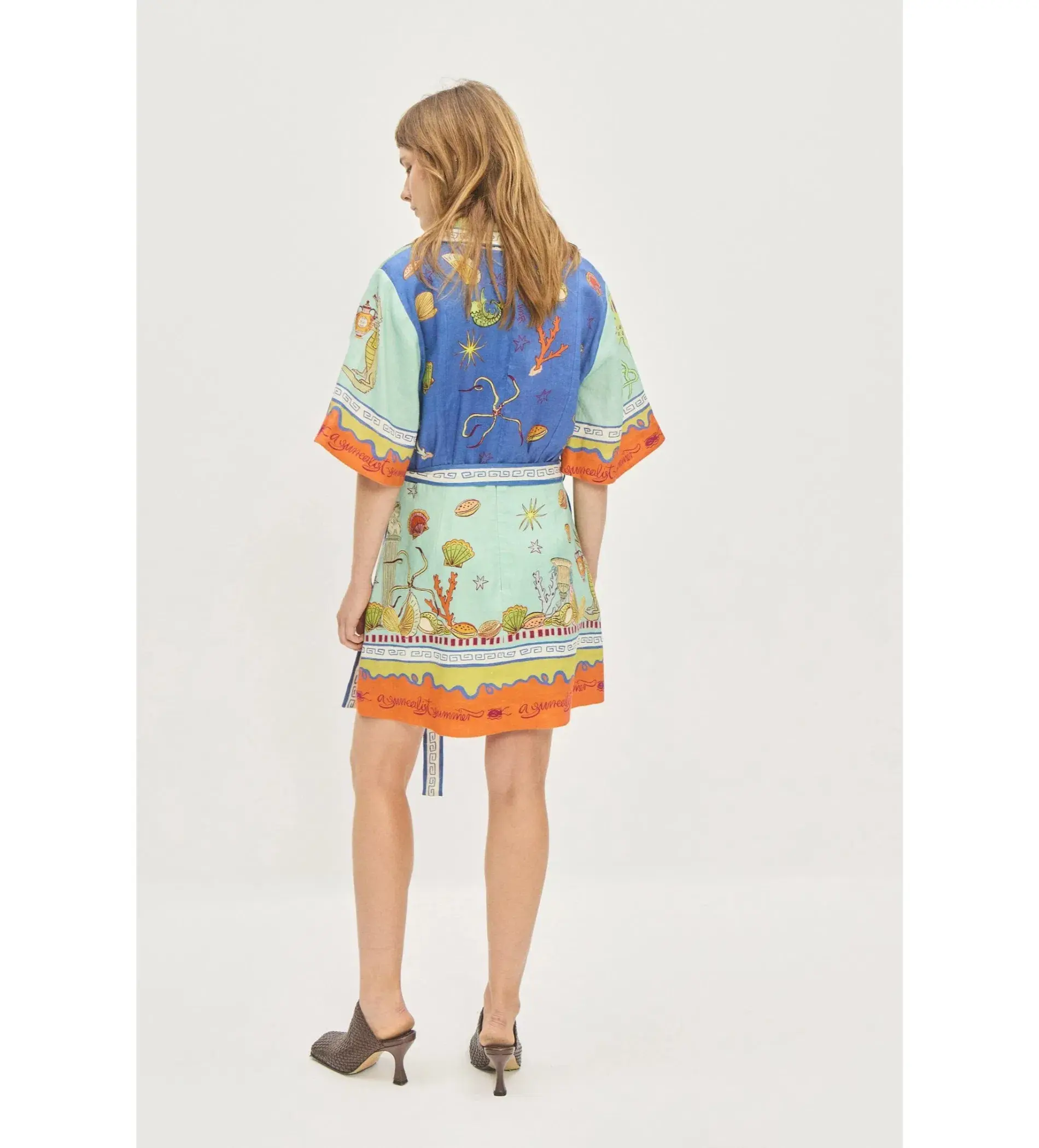 Alemais Surrealist Summer V Neck Minnie Mini Dress Multi Size 12 - Image 2