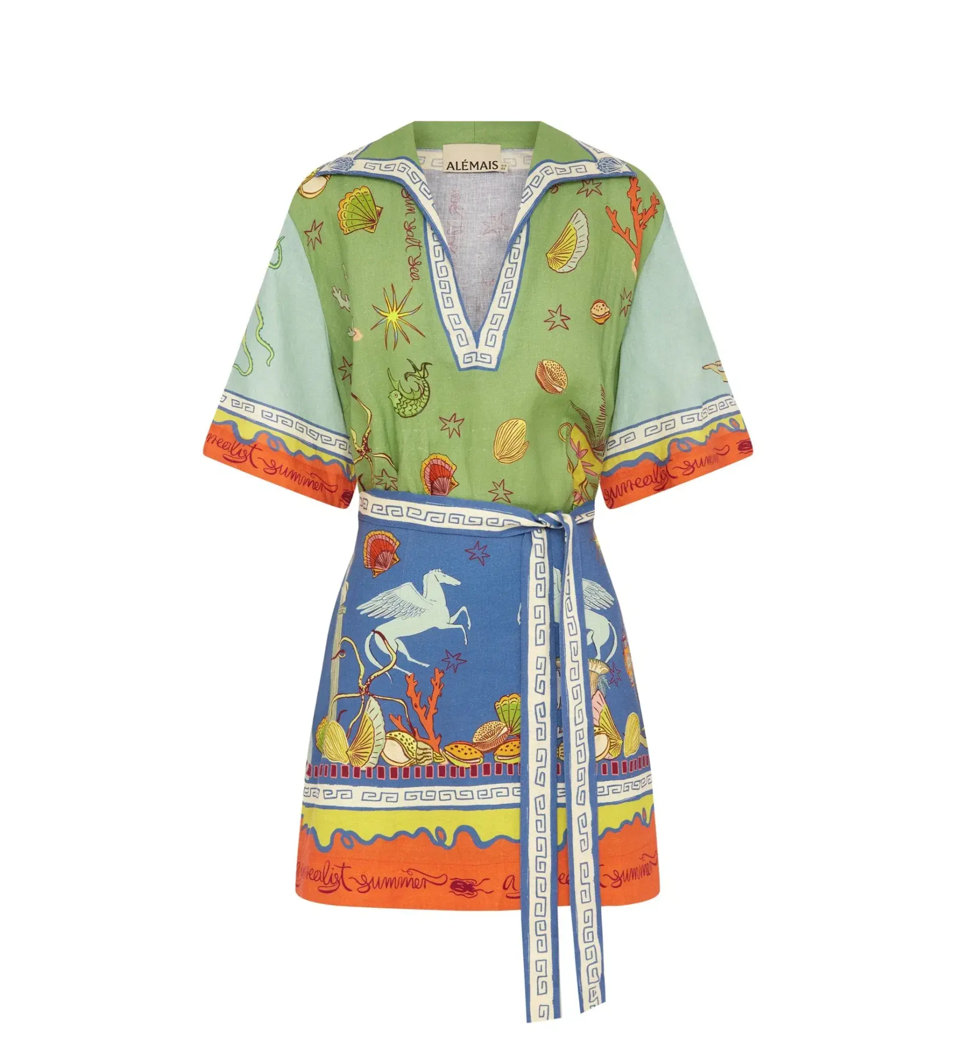 Alemais Surrealist Summer V Neck Minnie Mini Dress Multi Size 12 - Image 4