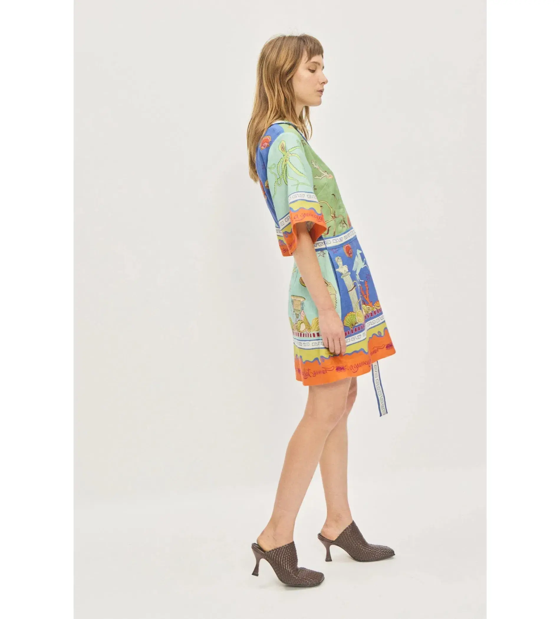 Alemais Surrealist Summer V Neck Minnie Mini Dress Multi Size 12 - Image 3