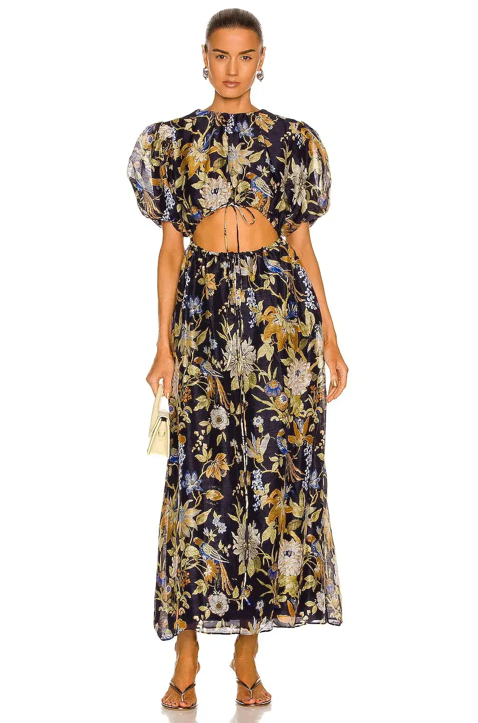 Sir the Label Lilian Puff Sleeve Midi Dress Delia Print Size 2 / AU 10 - Image 1