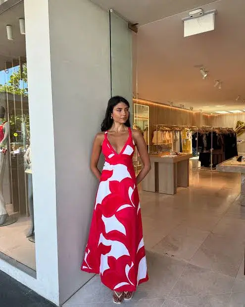 Kookai Zani Maxi Dress in Red/White Size AU 6 - Image 3