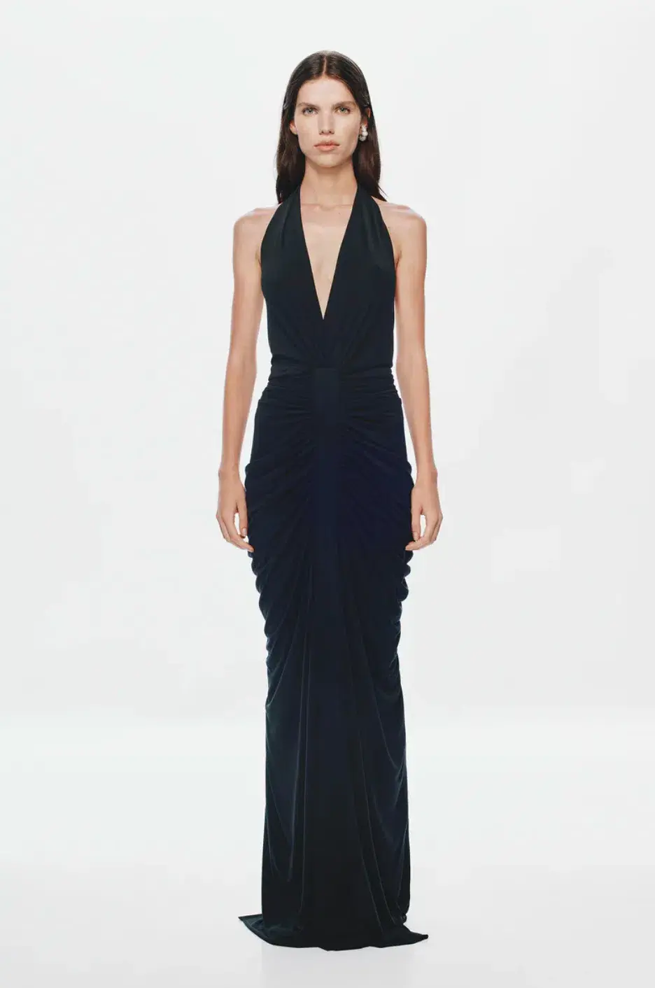 Misha The Venus Gathered Cupro Dress Black Size Xs/Au 6 - Image 2